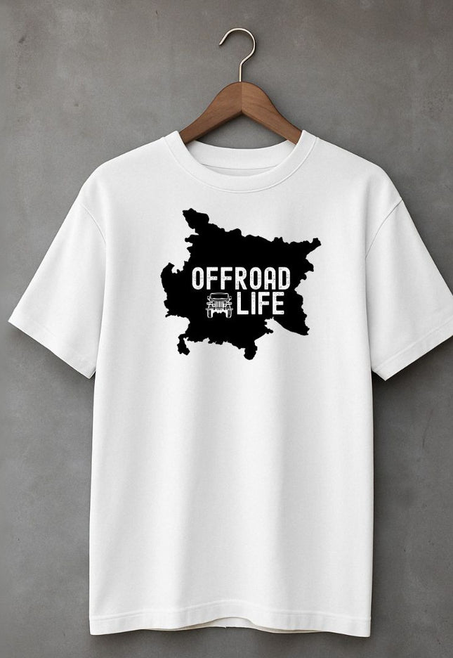 Men's Cotton Oversized Tshirt -Offroad Life- White