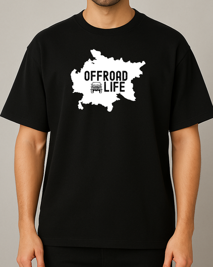 Men's Cotton Oversized Tshirt - Offroad - Black