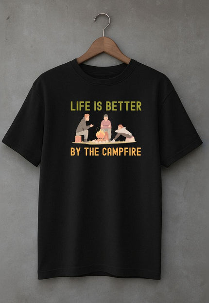 Men's Cotton Oversized Tshirt - Life & Campfire - Black