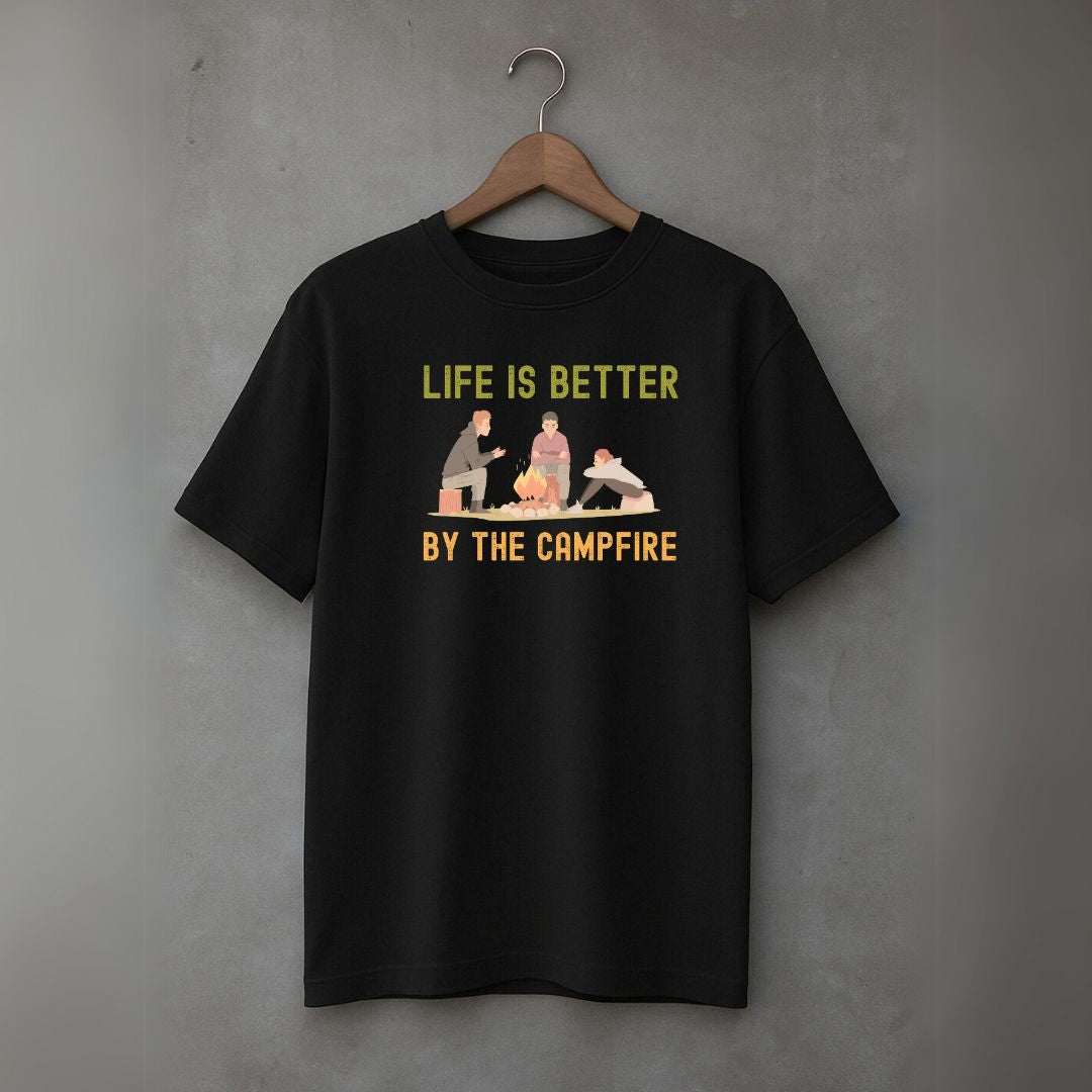 Men's Cotton Oversized Tshirt - Life & Campfire - Black