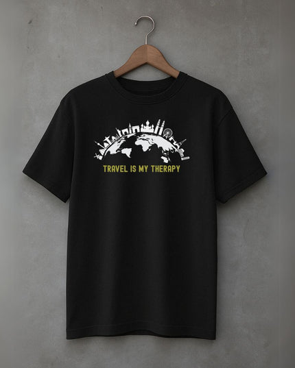 Men's Cotton Oversized Tshirt - Travel Therapy - Black
