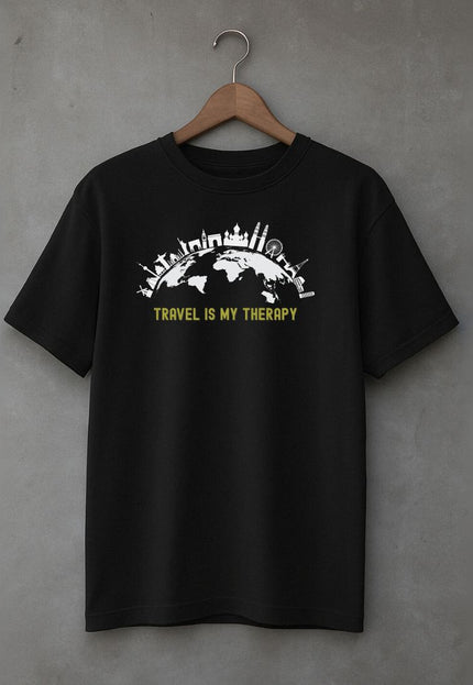 Men's Cotton Oversized Tshirt - Travel Therapy - Black