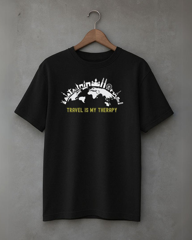 Men's Cotton Oversized Tshirt - Travel Therapy - Black