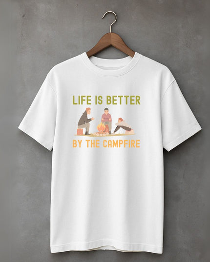 Men's Cotton Oversized Tshirt -Life & Campfire - White