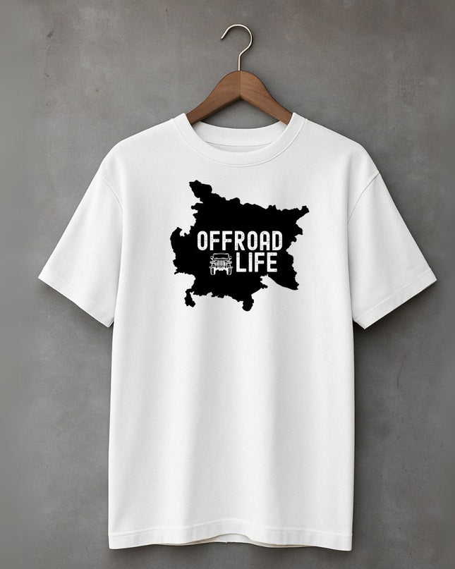 Men's Cotton Oversized Tshirt -Offroad Life- White