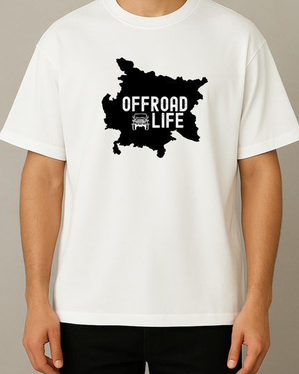 Men's Cotton Oversized Tshirt -Offroad Life- White