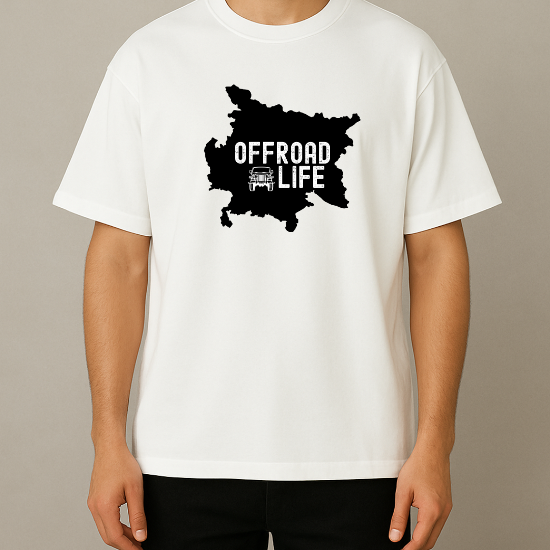 Men's Cotton Oversized Tshirt -Offroad Life- White